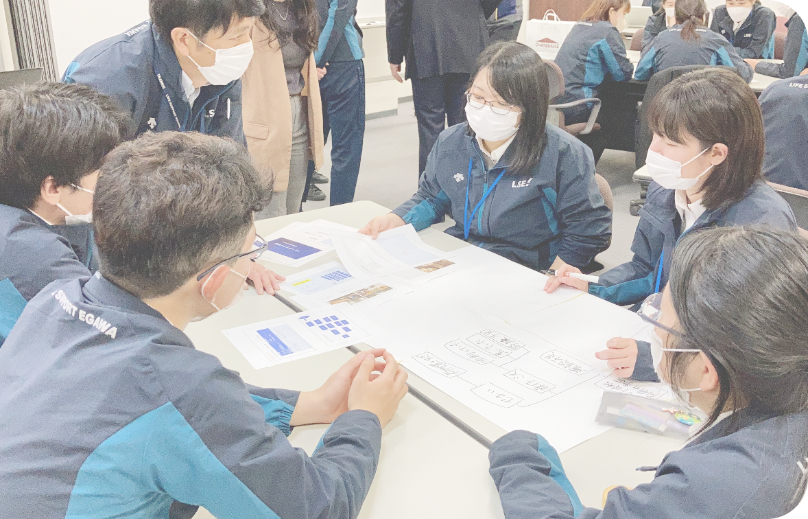 社員が集まって会議をしているようす